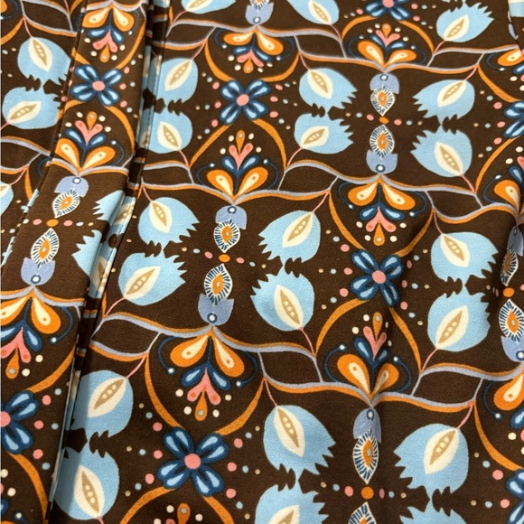 J. McLaughlin Berlin Dress in Atlas Tile. Very Cute Brown, Pastel Blue, Orange. - Picture 5 of 13